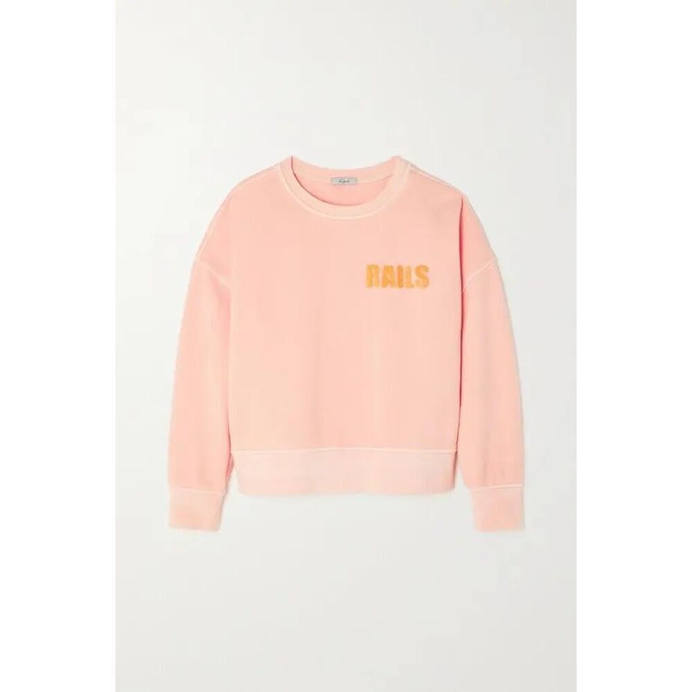 Rails Alice Boucle Trimmed Cotton Blend Jersey Sweatshirt in Flamingo Size Mediu